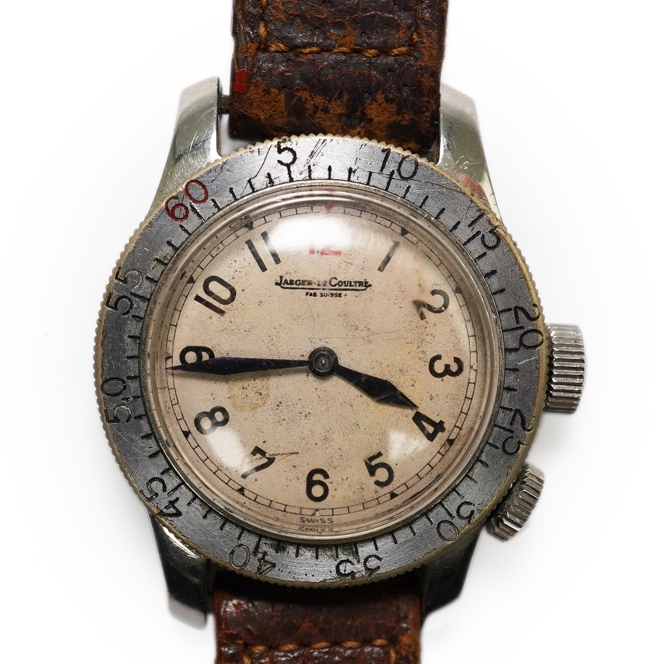 A gentleman's 1940's steel Jaeger LeCoultre pilot's manual wind wrist watch